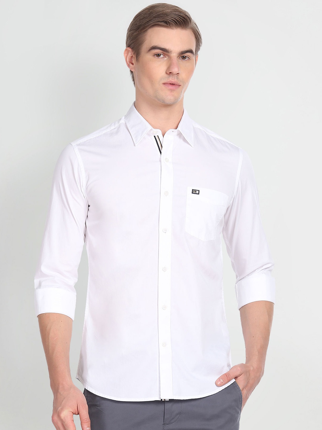 

Arrow Regular Fit Spread Collar Opaque Cotton Casual Shirt, White