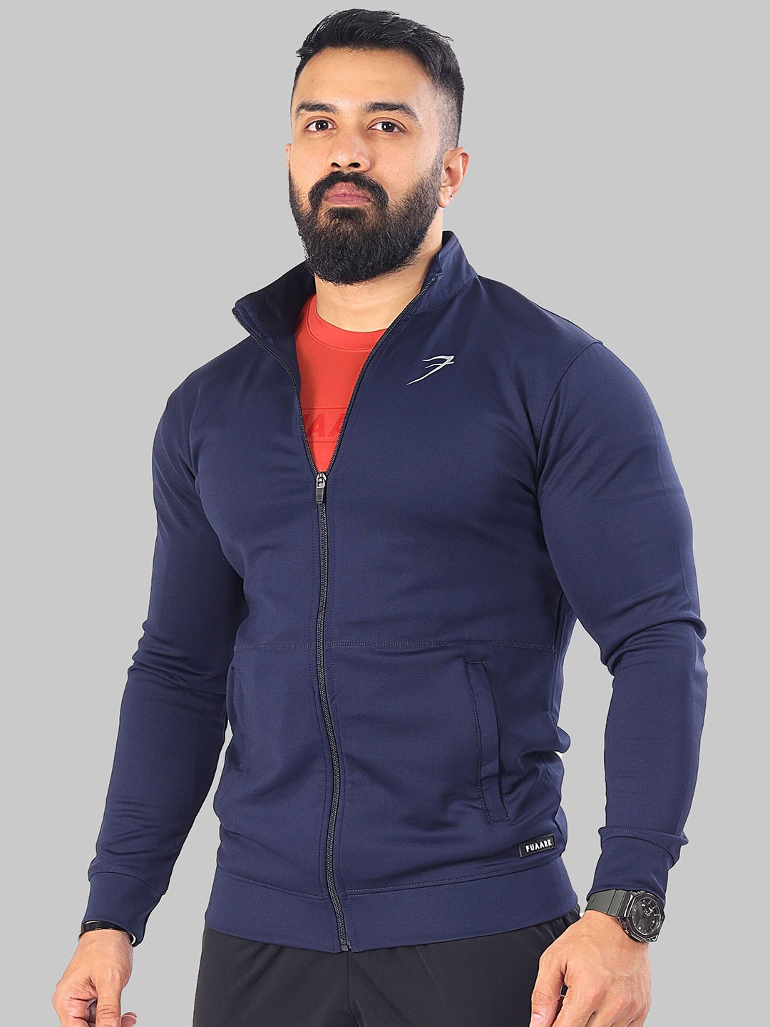 

FUAARK Colourblocked Lightweight Training or Gym Sporty Jacket, Navy blue