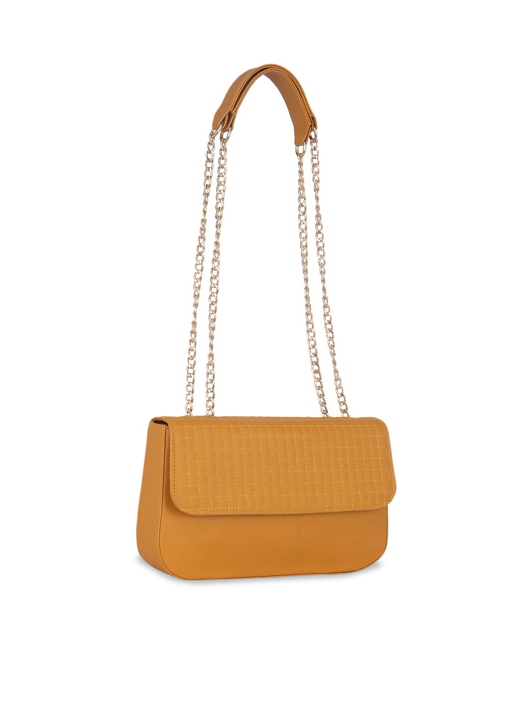 

abeeza Textured Leather Structured Sling Bag, Yellow