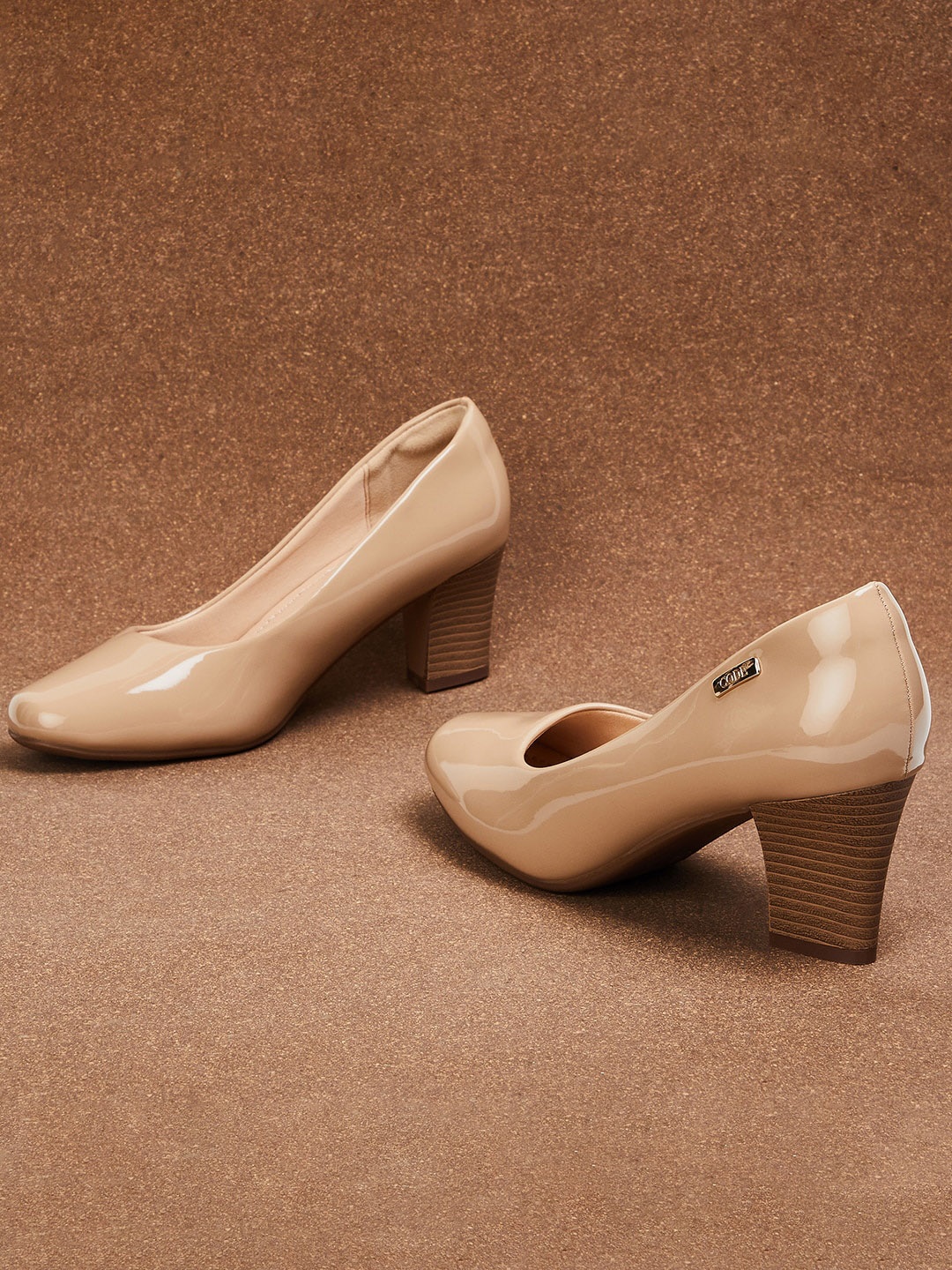 

CODE by Lifestyle Round Toe Block Heel Pumps, Beige