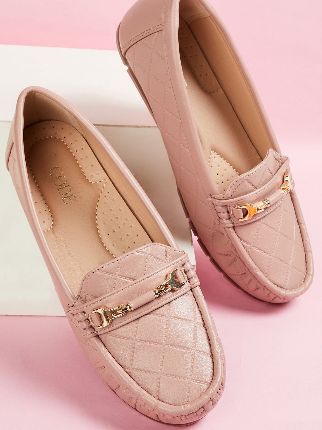 

CODE by Lifestyle Women Textured Buckled Loafers, Pink