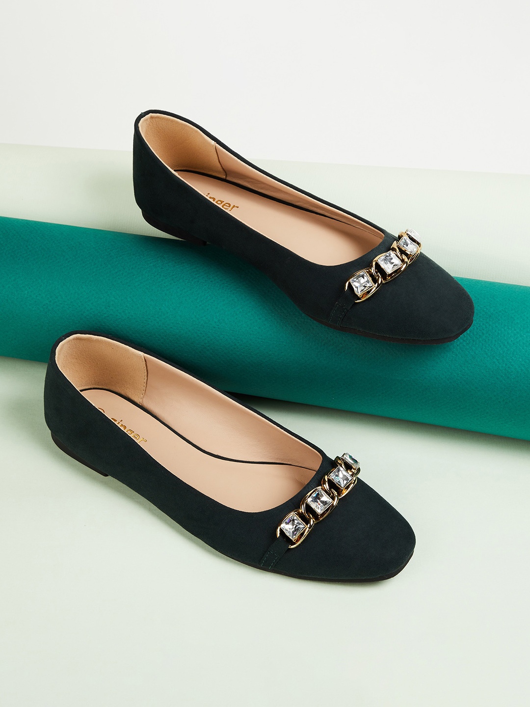 

Ginger by Lifestyle Embellished Slip-On Ballerinas, Green