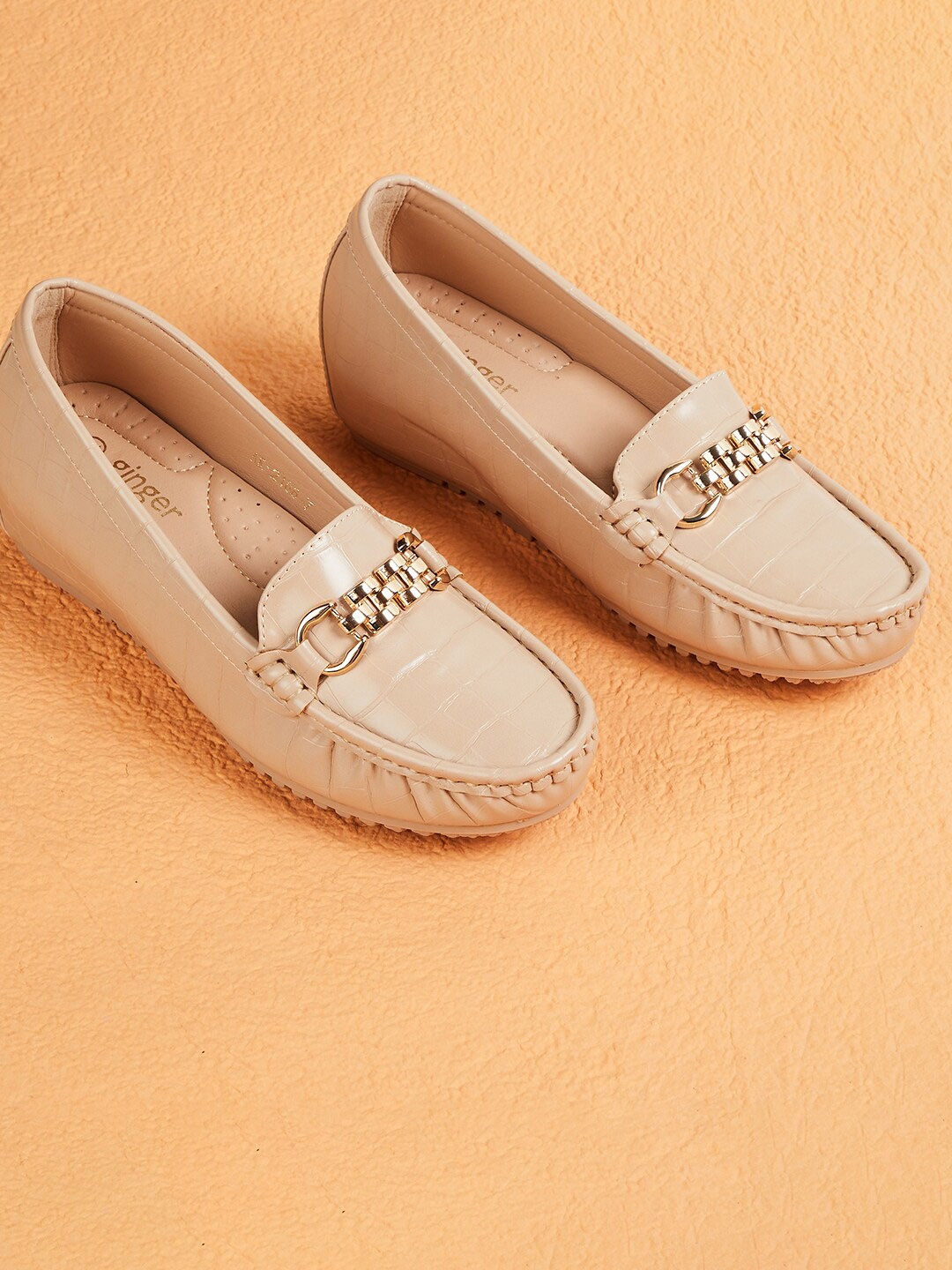 

Ginger by Lifestyle Women Textured Slip-On Loafers, Beige