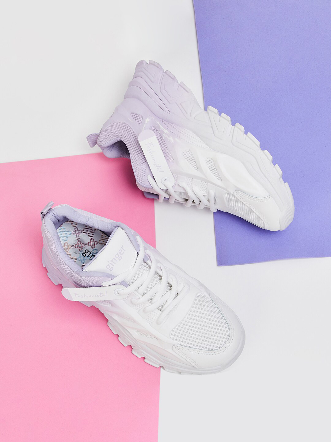 

Ginger by Lifestyle Women Colourblocked Lace-Ups Sneakers, Lavender