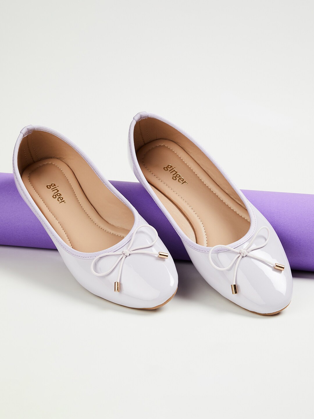 

Ginger by Lifestyle Slip-On Ballerinas With Bows, White