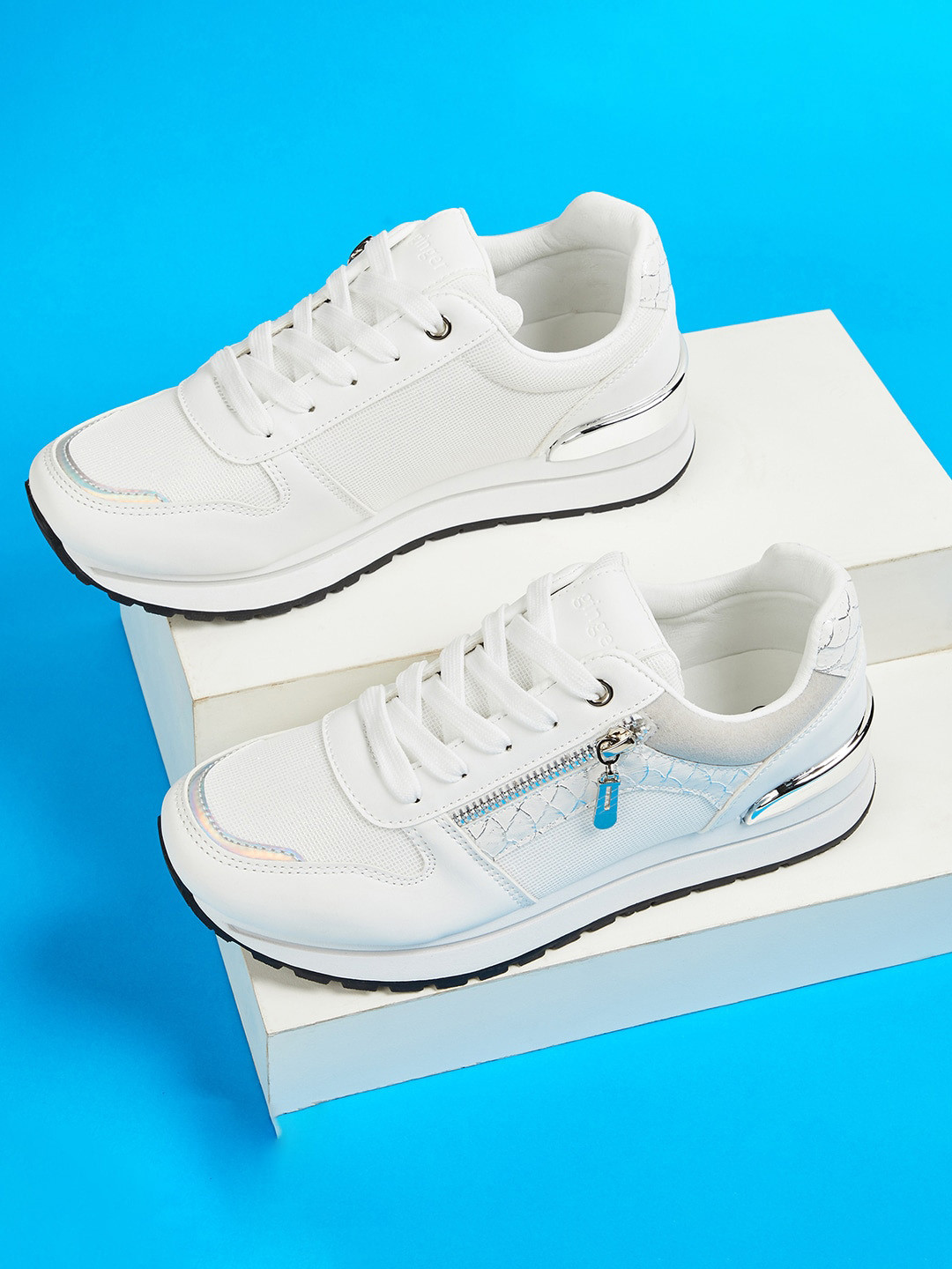 

Ginger by Lifestyle Women Woven Design Sneakers, White