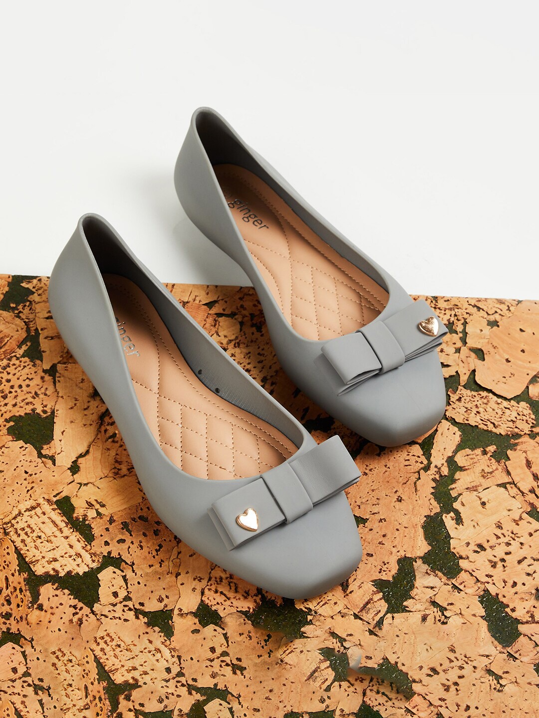 

Ginger by Lifestyle Square Toe Rubber Ballerinas, Grey