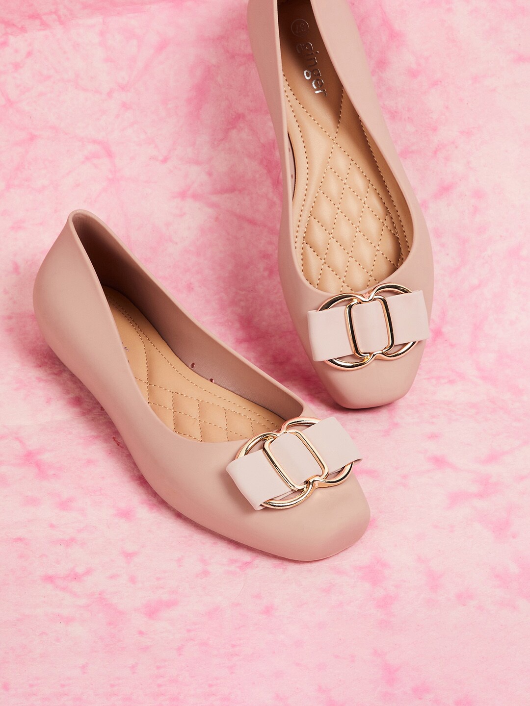 

Ginger by Lifestyle Buckle Embellished Ballerinas, Pink
