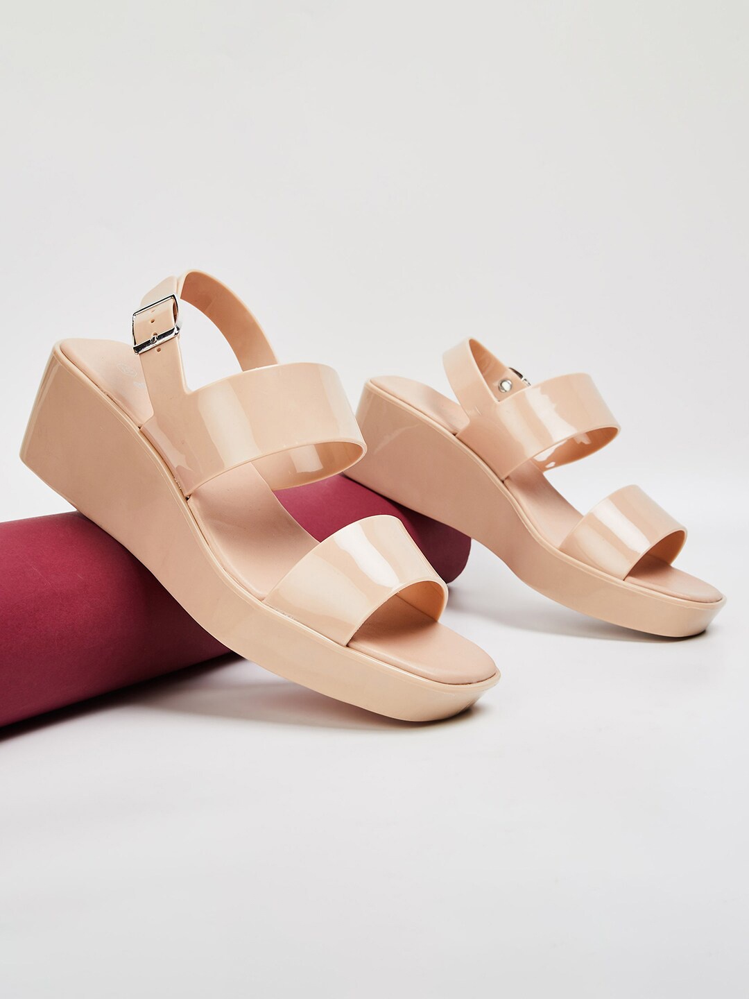 

Ginger by Lifestyle Double Strap Flatform Heels, Beige
