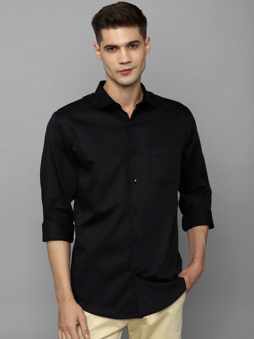 

Allen Solly Slim Fit Spread Collar Pure Cotton Casual Shirt, Black