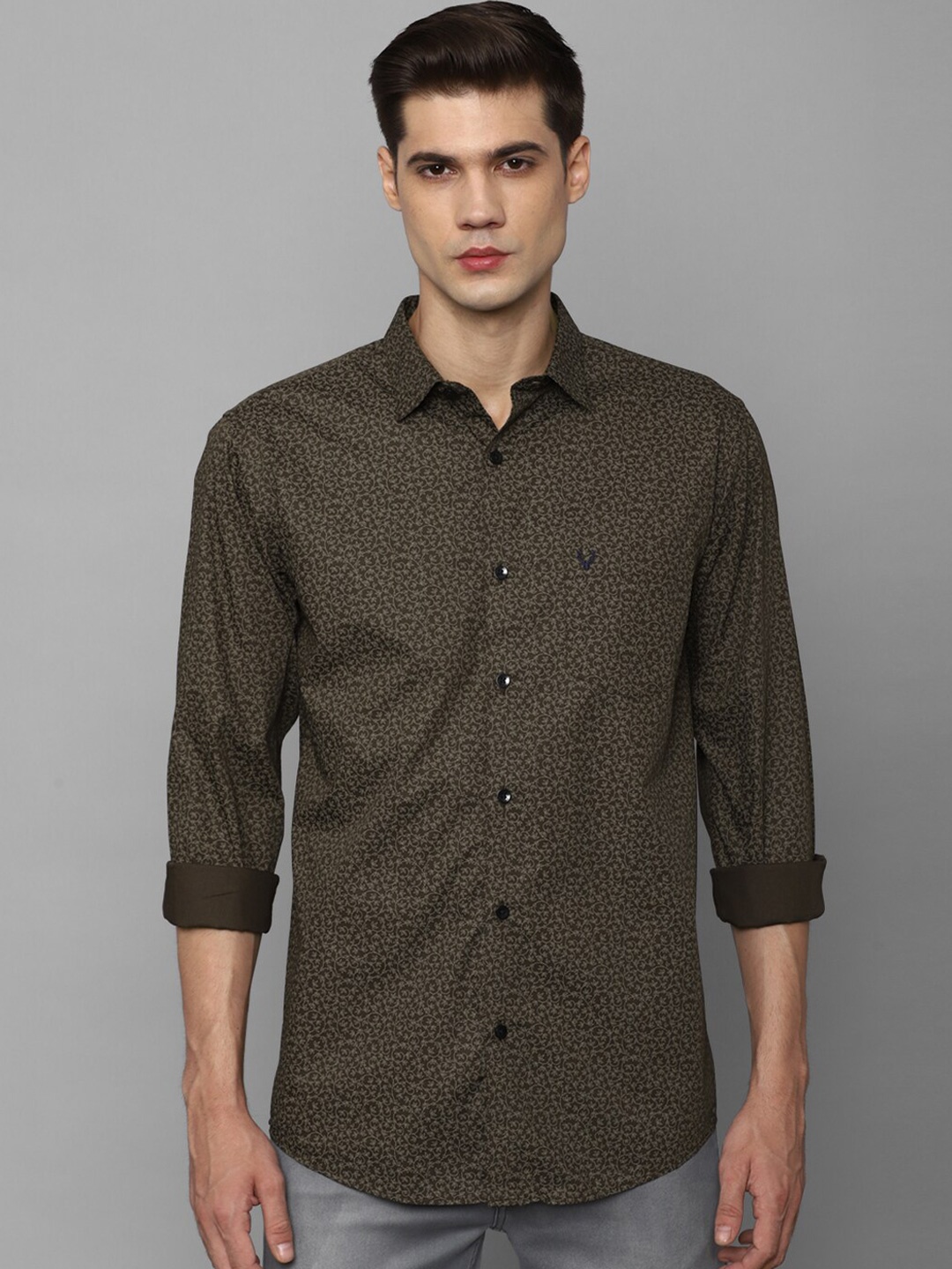 

Allen Solly Slim Fit Micro Ditsy Printed Opaque Pure Cotton Casual Shirt, Green