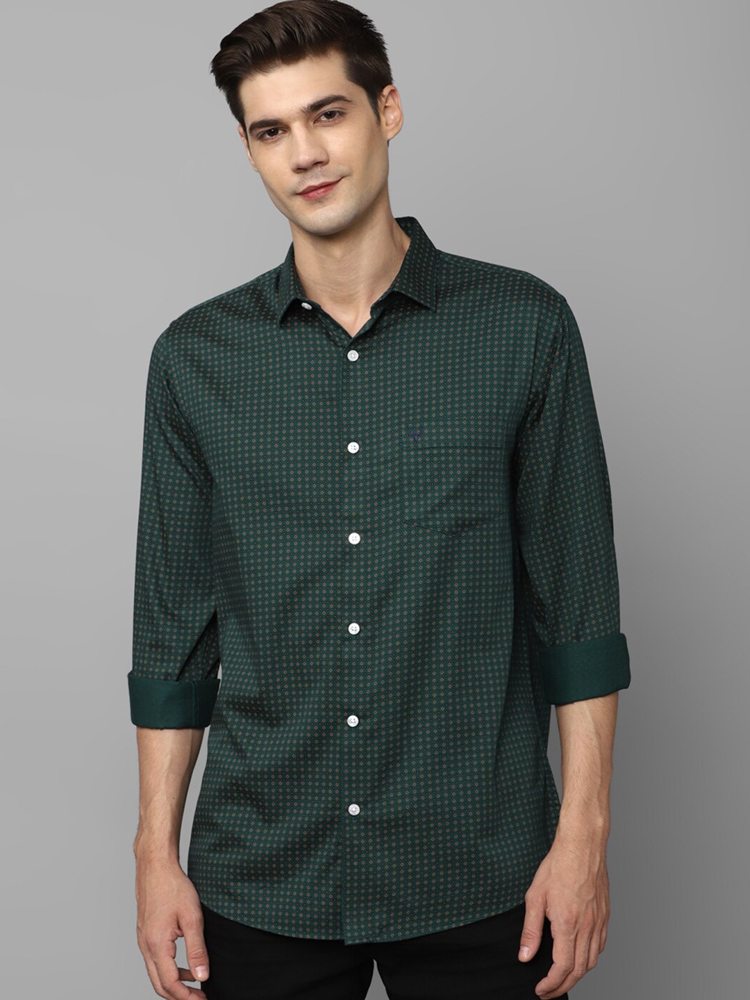 

Allen Solly Slim Fit Floral Printed Pure Cotton Casual Shirt, Green