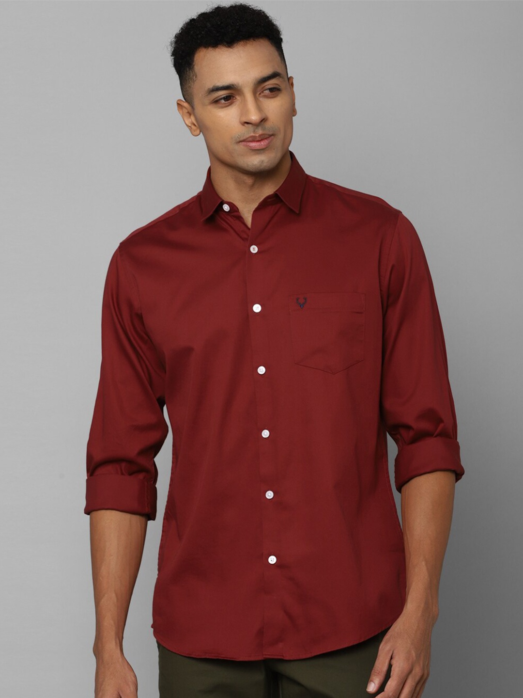 

Allen Solly Slim Fit Spread Collar Pure Cotton Casual Shirt, Maroon