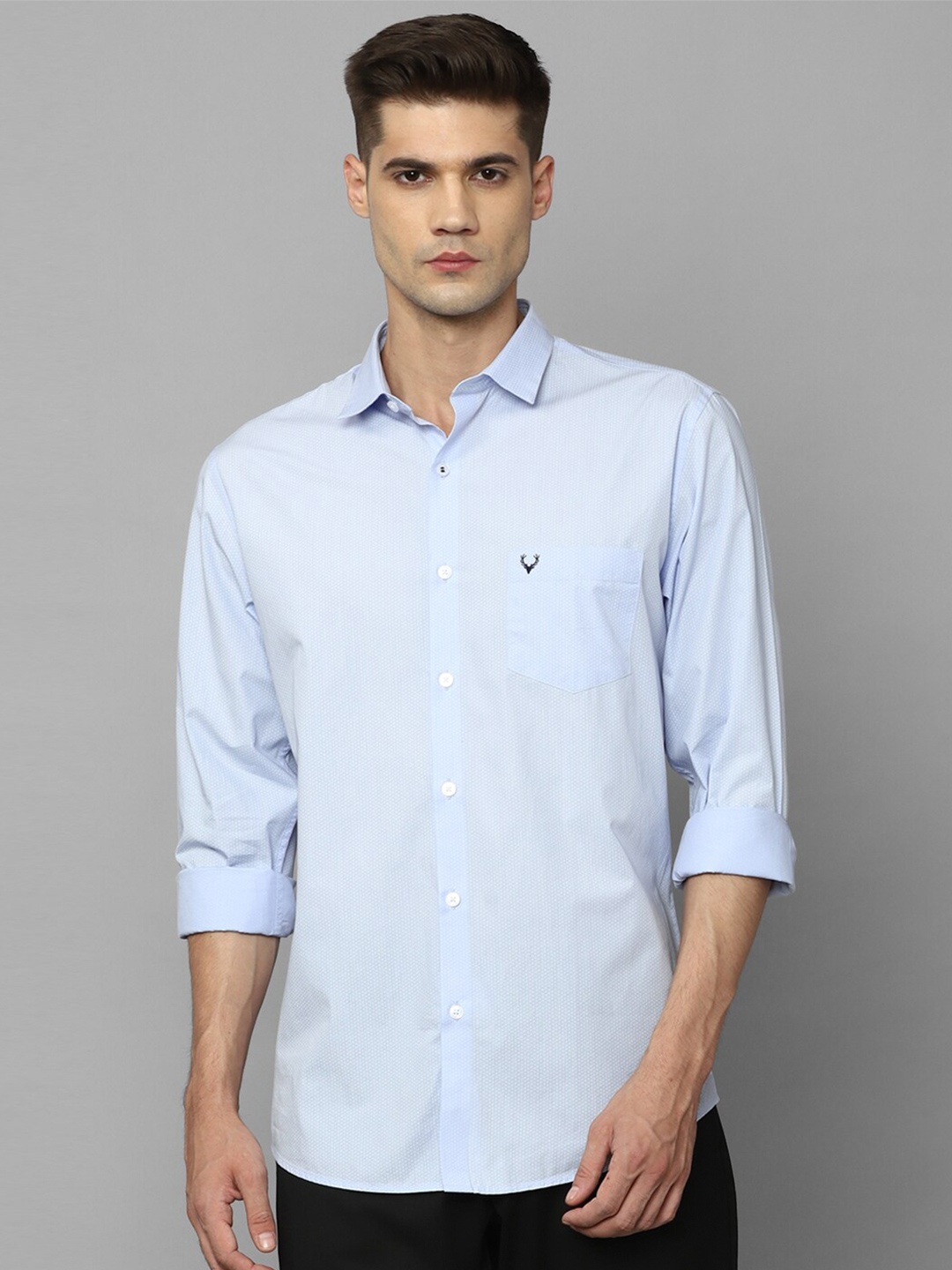 

Allen Solly Slim Fit Opaque Pure Cotton Casual Shirt, Blue