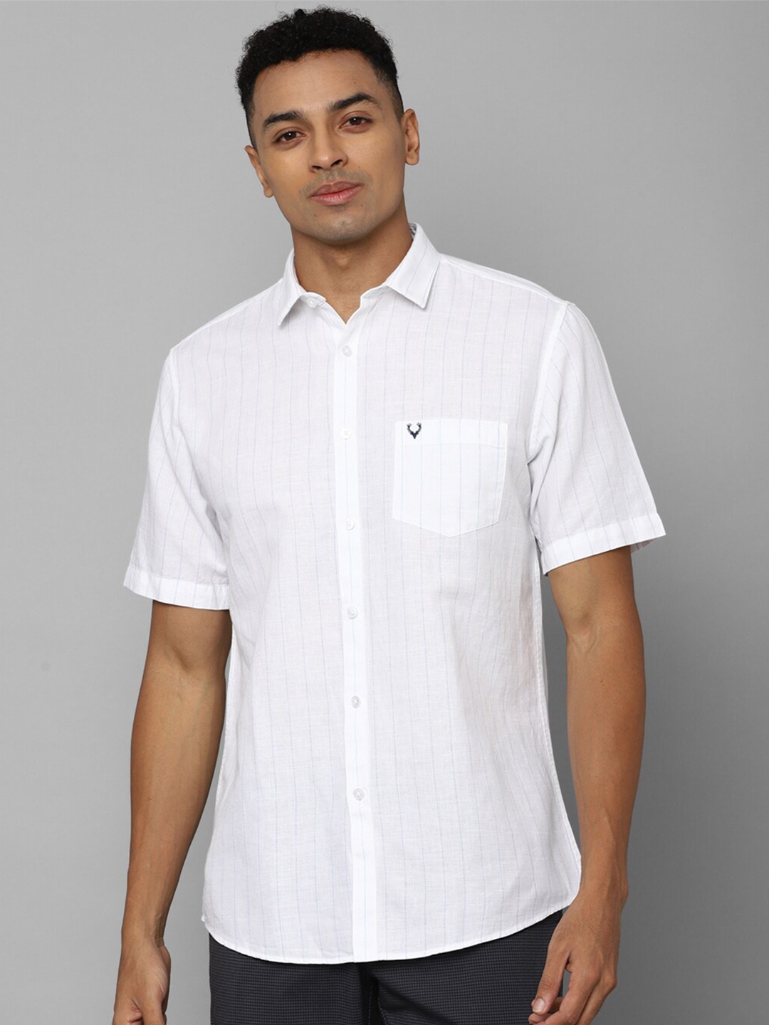 

Allen Solly Slim Fit Vertical Stripes Pure Cotton Casual Shirt, White