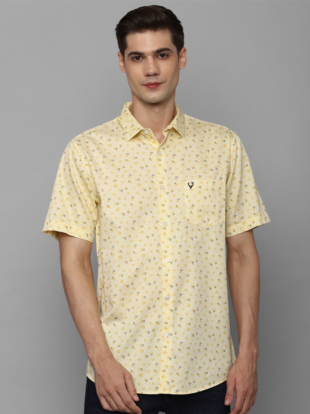

Allen Solly Slim Fit Floral Printed Pure Cotton Casual Shirt, Yellow