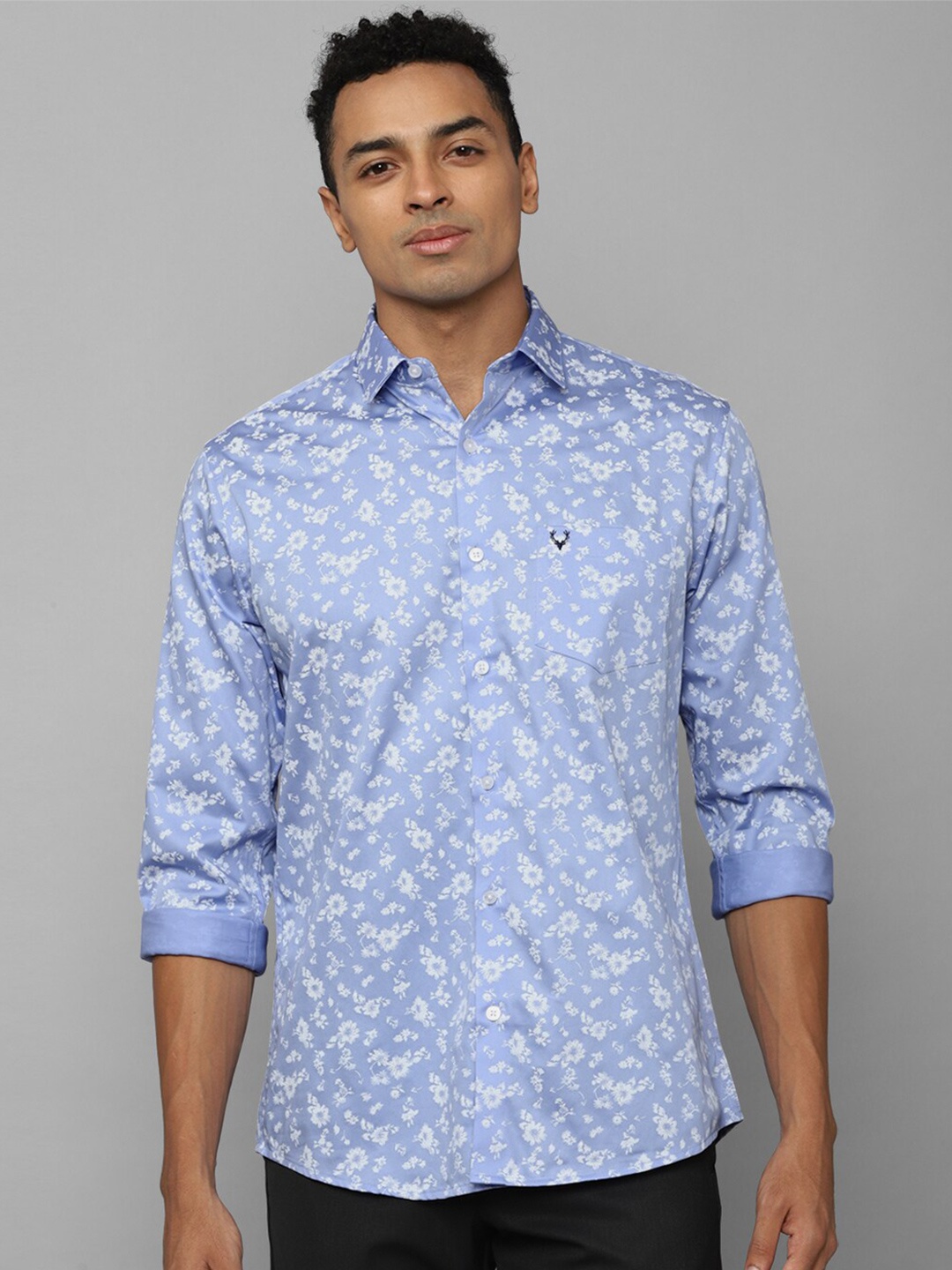 

Allen Solly Slim Fit Floral Printed Spread Collar Pure Cotton Casual Shirt, Blue