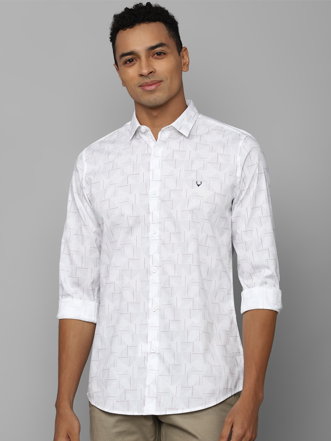 

Allen Solly Slim Fit Abstract Printed Spread Collar Casual Shirt, White