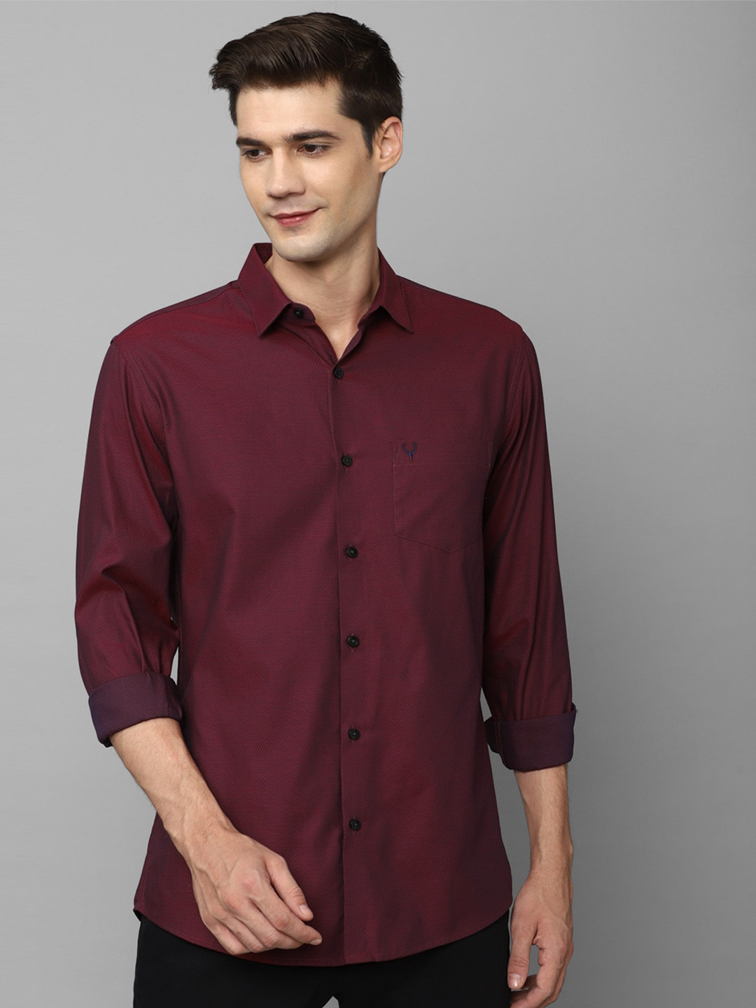 

Allen Solly Slim Fit Micro Ditsy Printed Pure Cotton Casual Shirt, Maroon