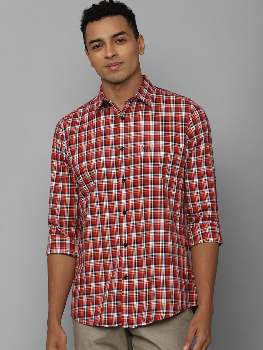 

Allen Solly Slim Fit Tartan Checked Pure Cotton Casual Shirt, Red