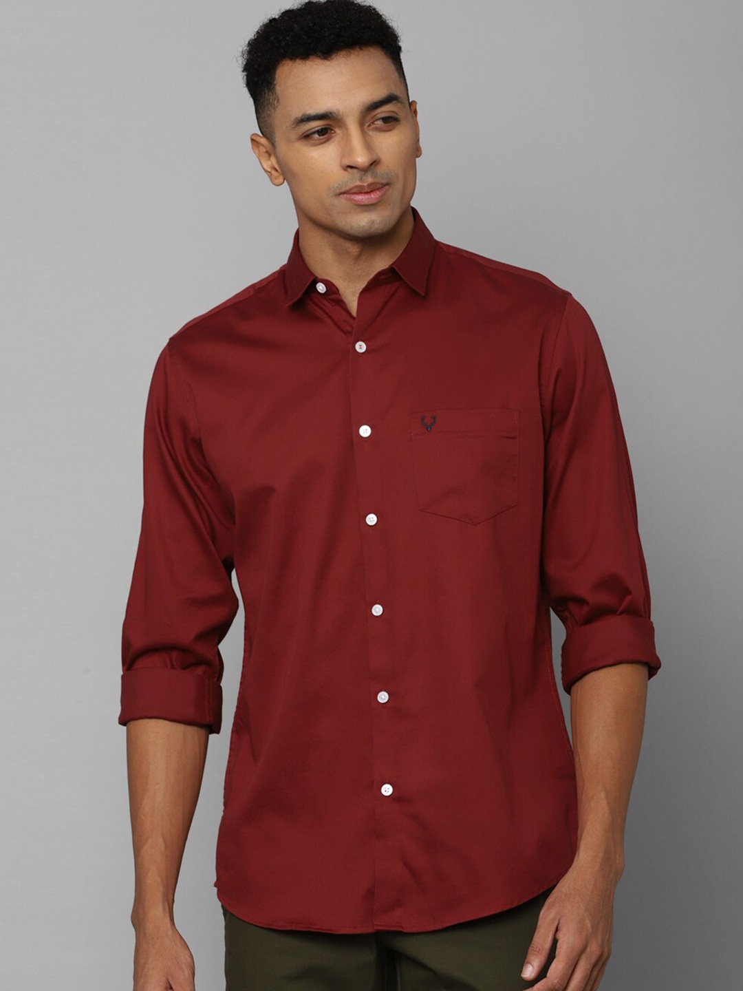 

Allen Solly Slim Fit Spread Collar Pure Cotton Casual Shirt, Maroon