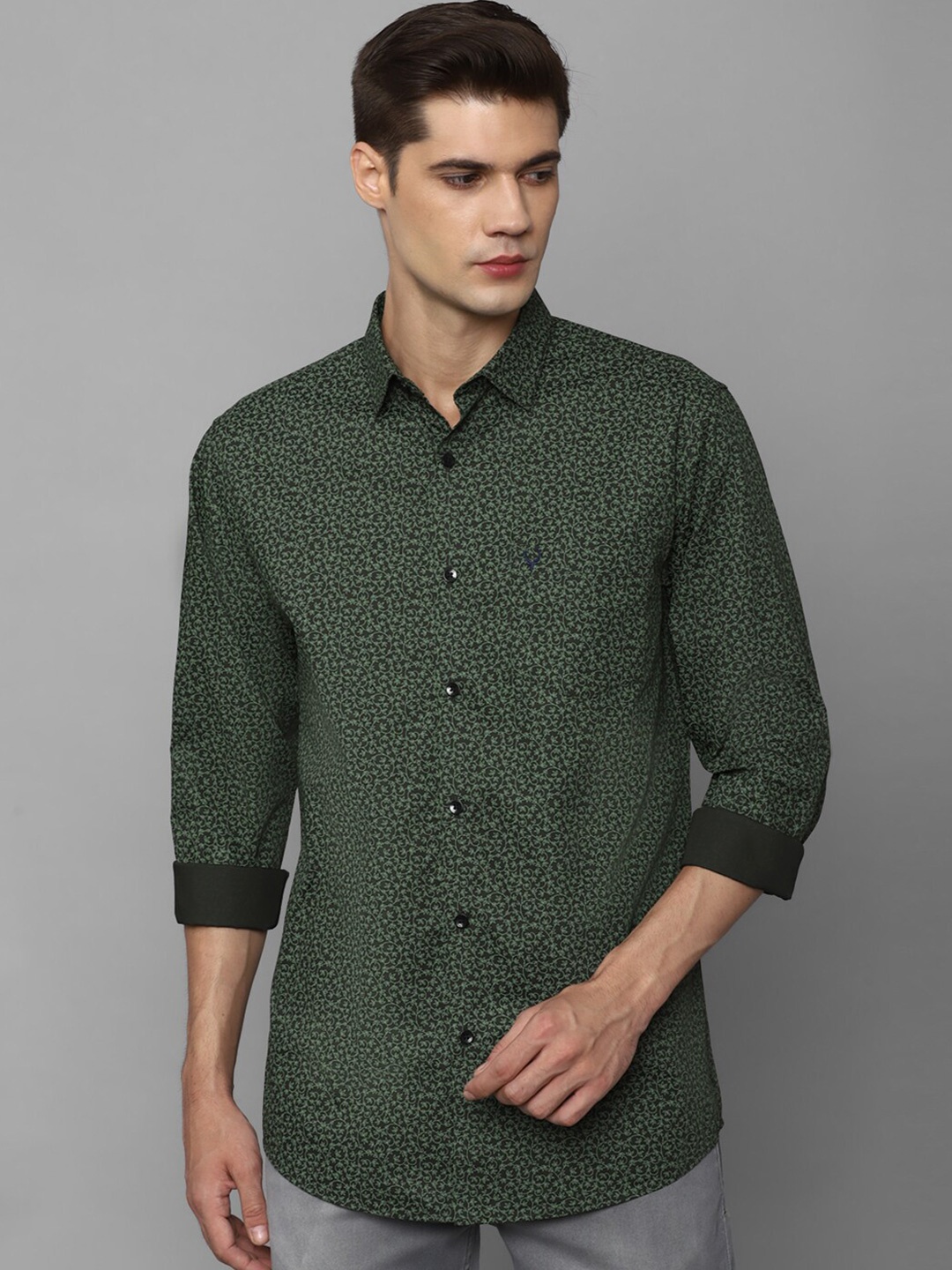 

Allen Solly Slim Fit Micro Ditsy Printed Opaque Pure Cotton Casual Shirt, Green