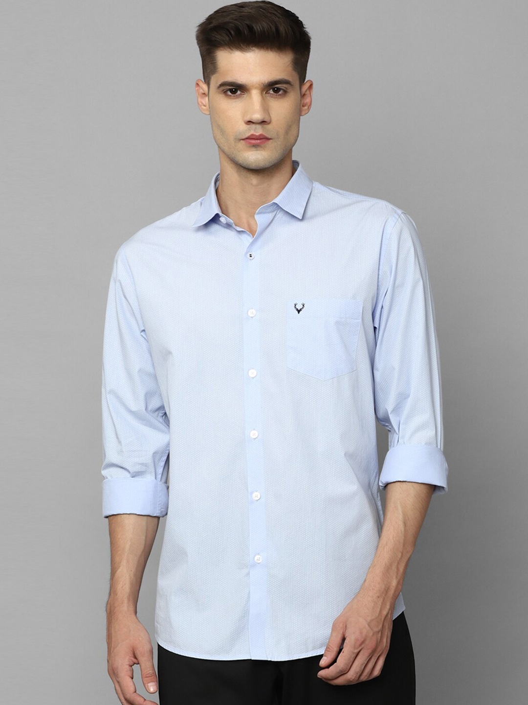 

Allen Solly Slim Fit Micro Ditsy Printed Pure Cotton Casual Shirt, Blue