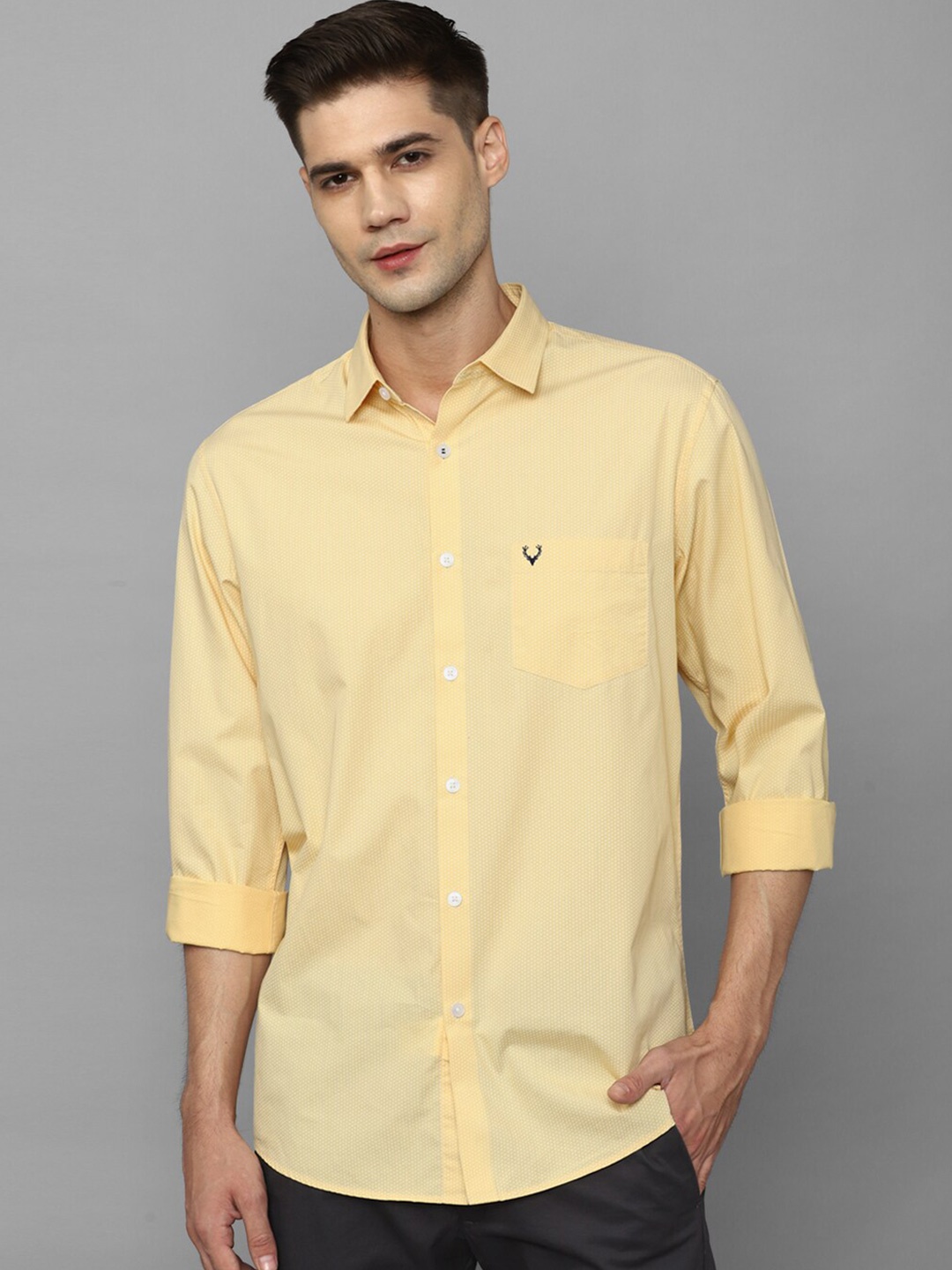 

Allen Solly Slim Fit Micro Ditsy Printed Pure Cotton Casual Shirt, Yellow