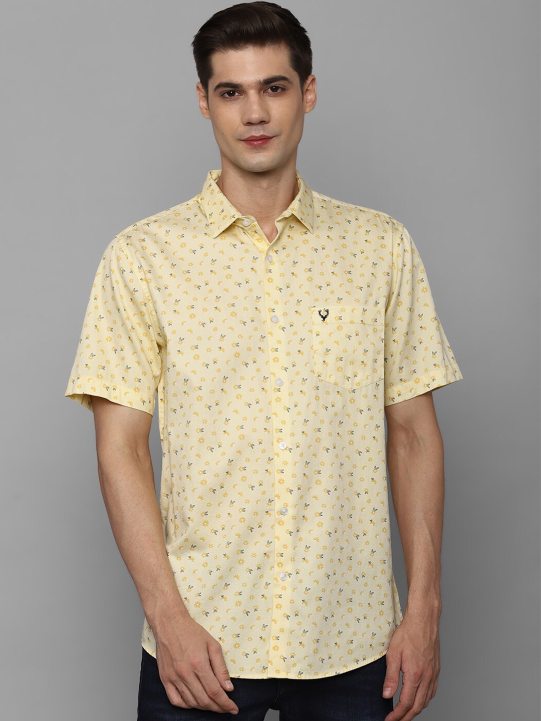 

Allen Solly Slim Fit Micro Ditsy Printed Opaque Pure Cotton Casual Shirt, Yellow