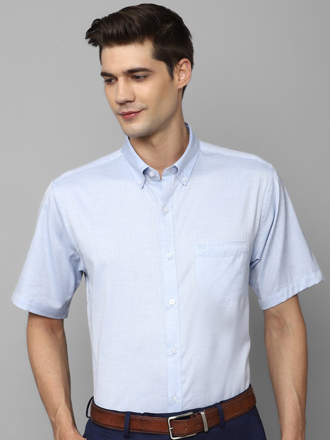 

Allen Solly Slim Fit Button-Down Collar Pure Cotton Formal Shirt, Blue