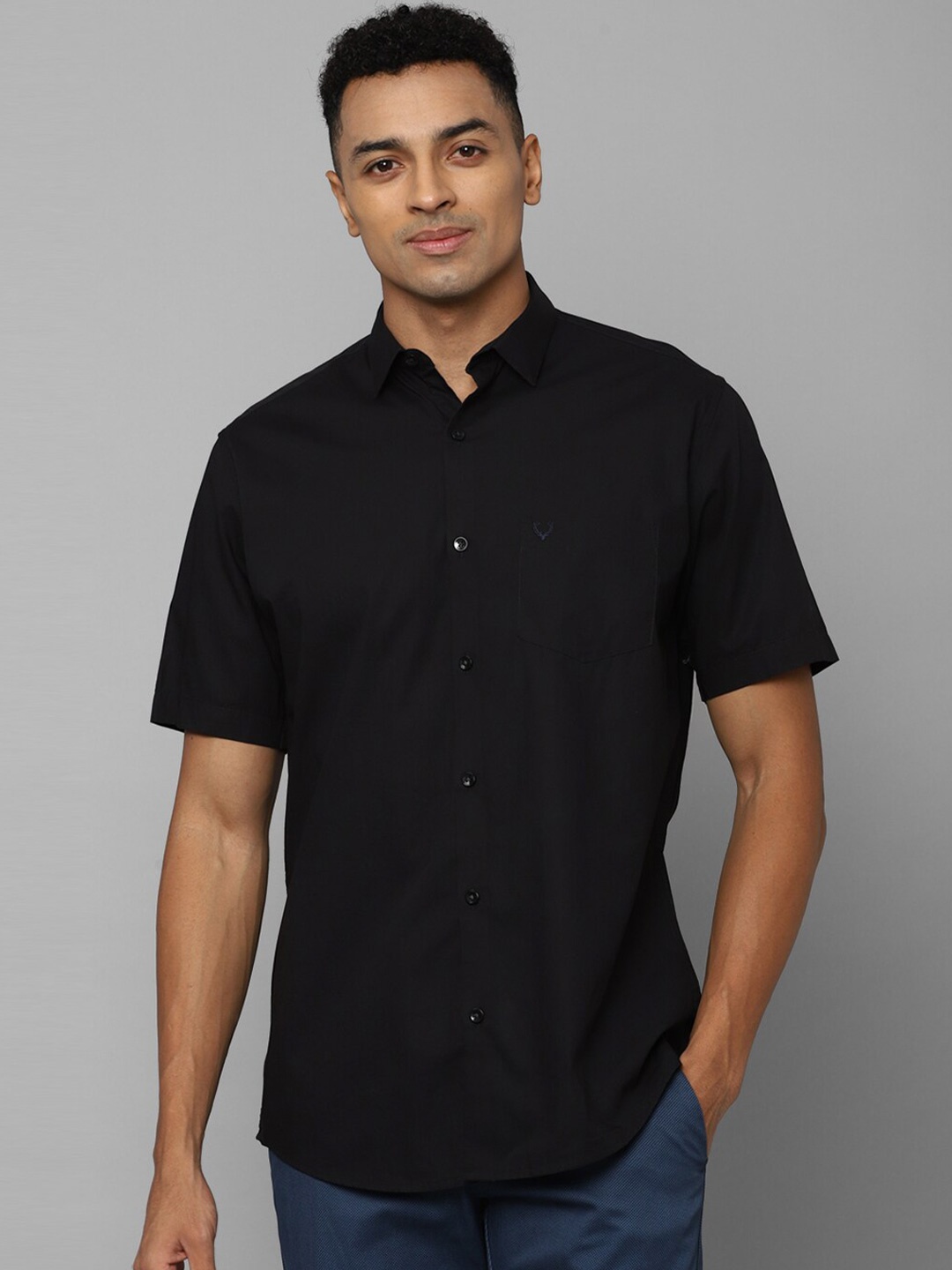 

Allen Solly Slim Fit Spread Collar Pure Cotton Formal Shirt, Black