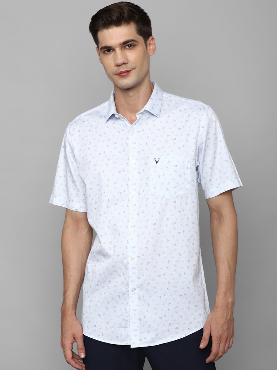 

Allen Solly Slim Fit Ditsy Printed Pure Cotton Casual Shirt, Blue