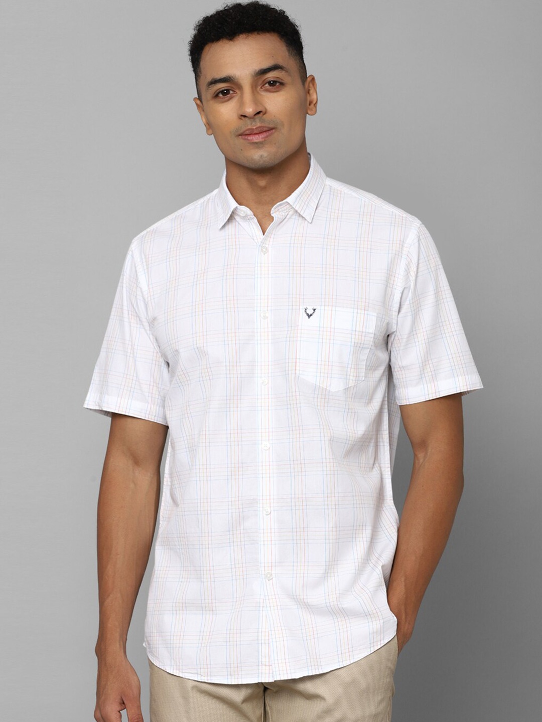 

Allen Solly Slim Fit Checked Pure Cotton Casual Shirt, White