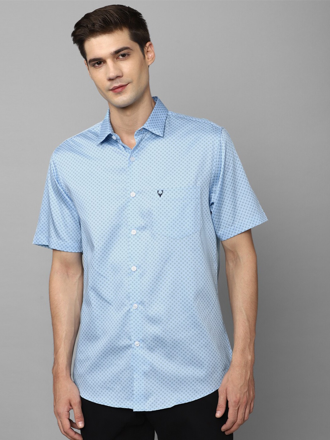 

Allen Solly Slim Fit Micro Ditsy Printed Opaque Pure Cotton Casual Shirt, Blue