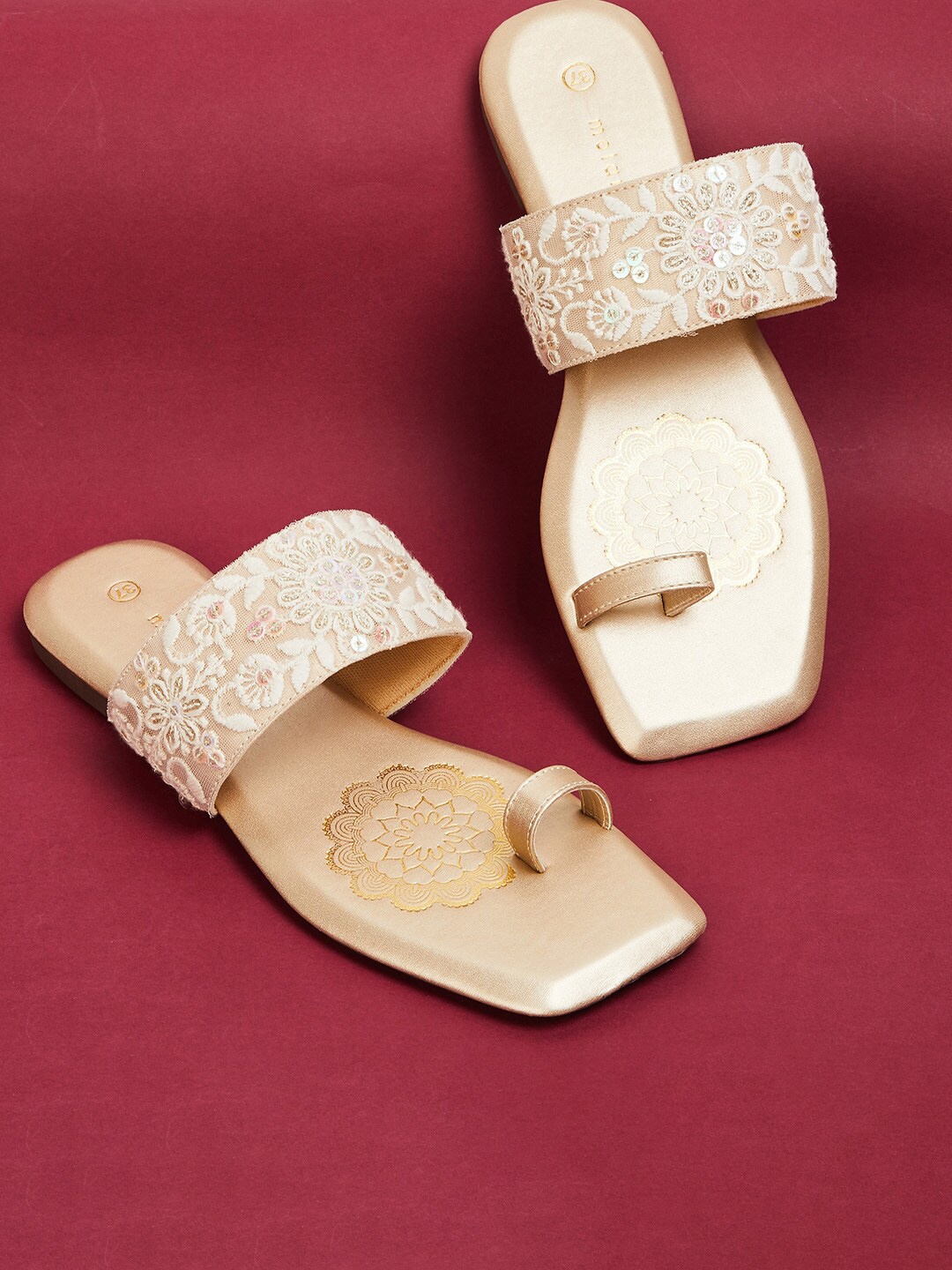 

Melange by Lifestyle Embroidered One Toe Flats, Gold