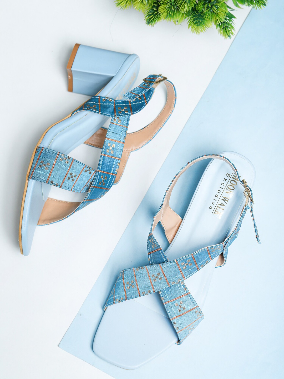 

Moonwalk Printed Block Heels, Blue