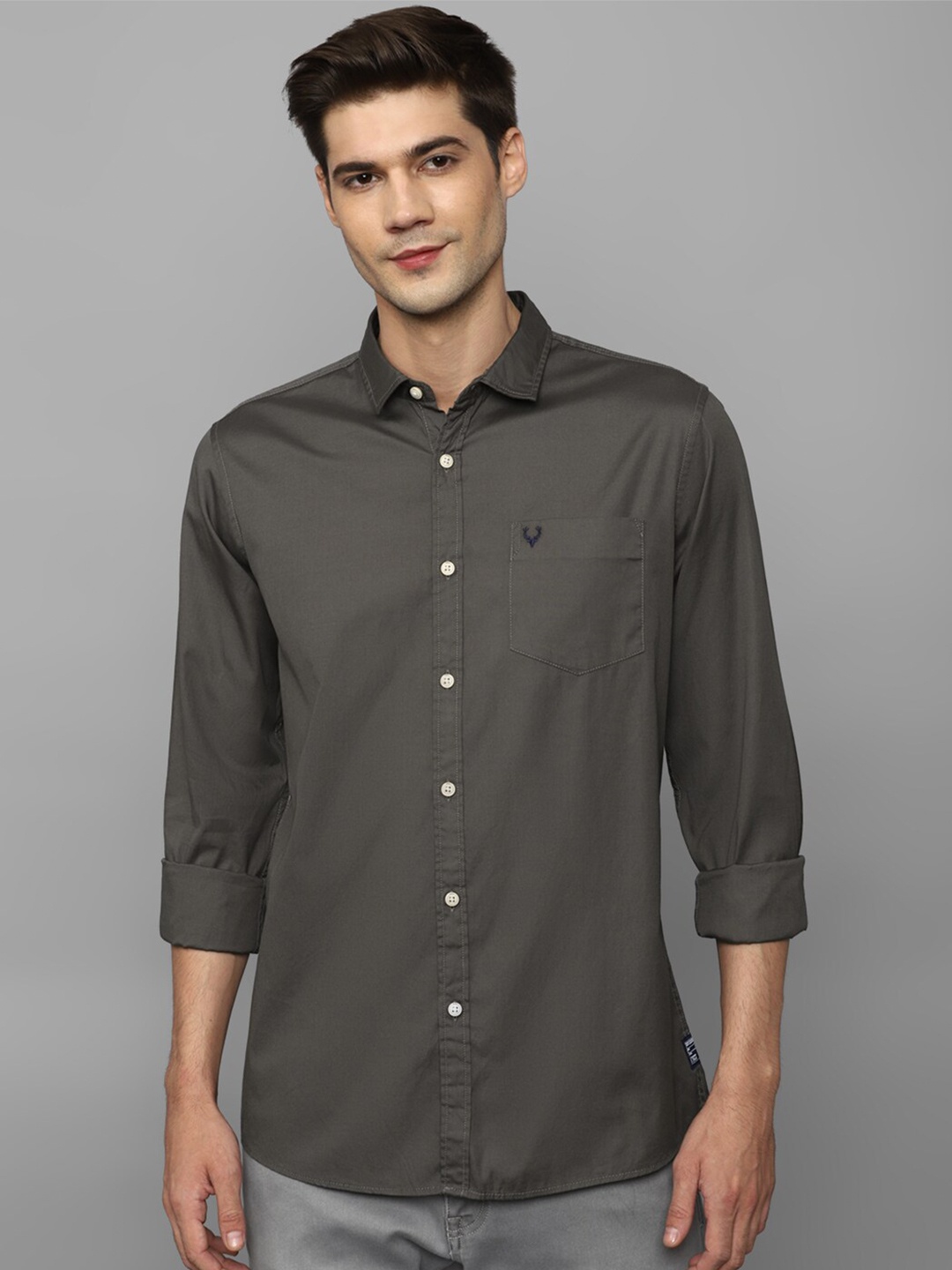 

Allen Solly Sport Regular Fit Spread Collar Pure Cotton Casual Shirt, Grey