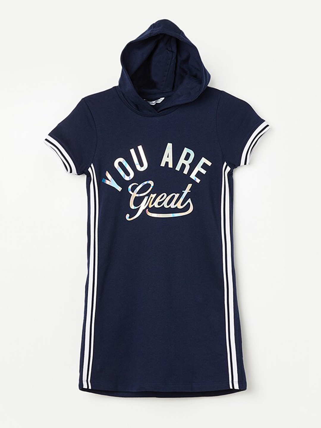 

Fame Forever by Lifestyle Girls Typography Printed T-shirt Midi Dress, Navy blue