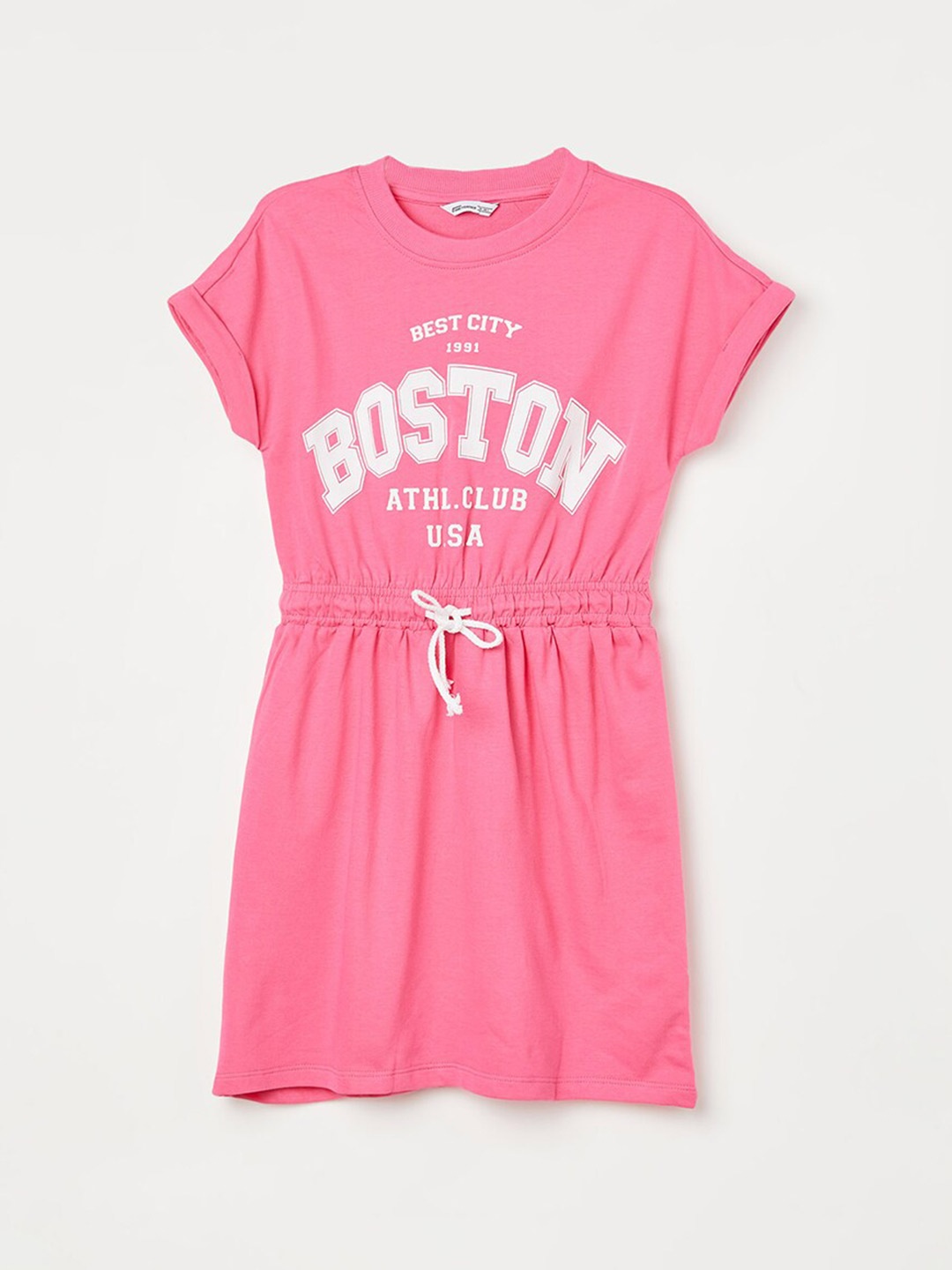 

Fame Forever by Lifestyle Girls Typography Printed Pure Cotton T-shirt Dress, Pink