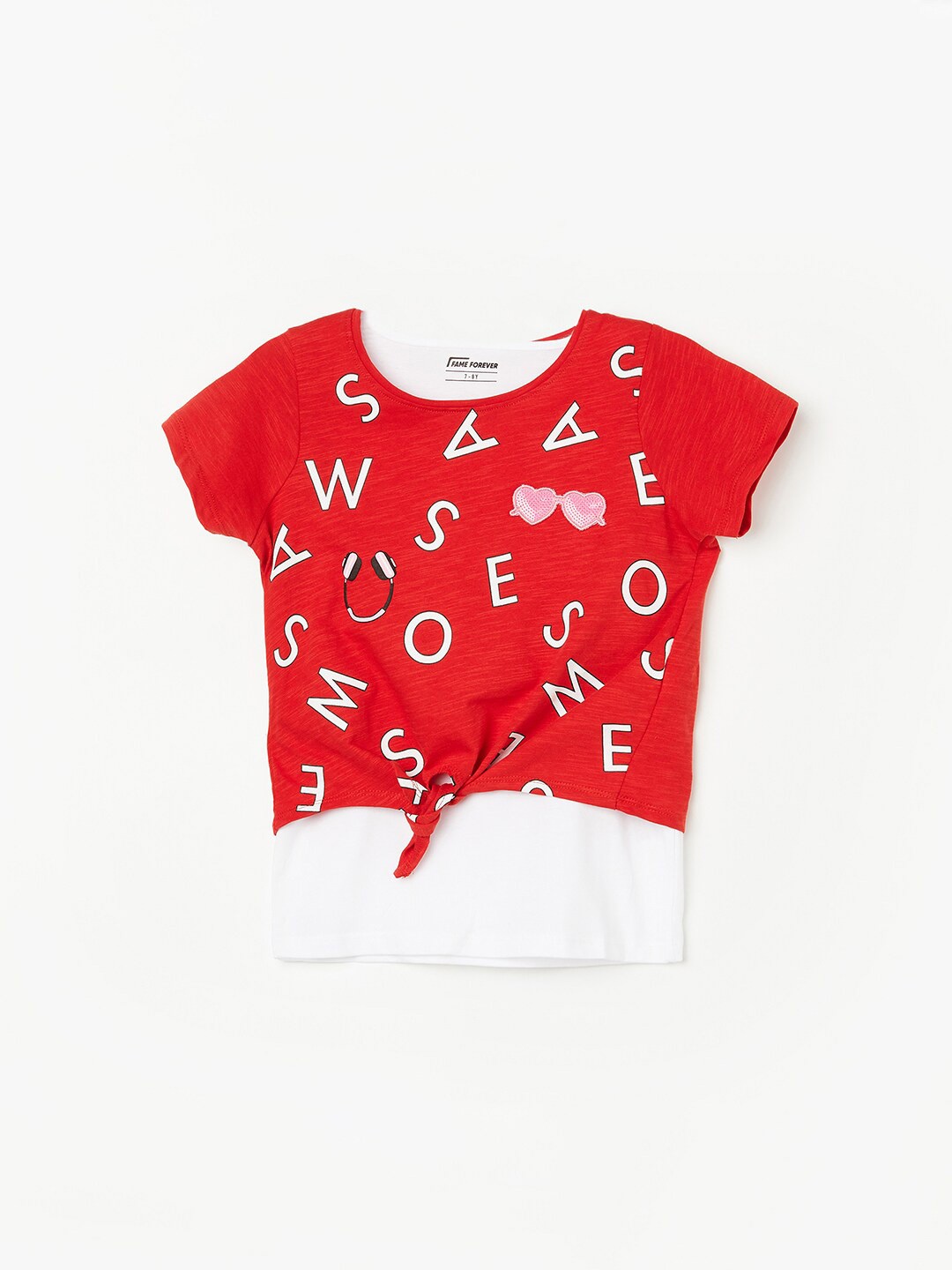 

Fame Forever by Lifestyle Girls Conversational Printed Cotton T-shirt, Red