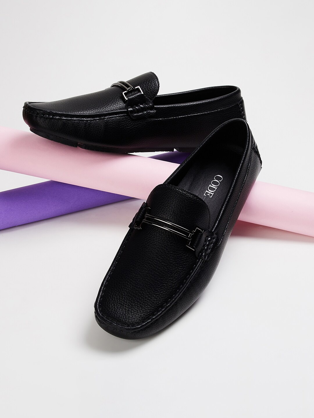 

CODE by Lifestyle Men Textured Formal Loafers, Black