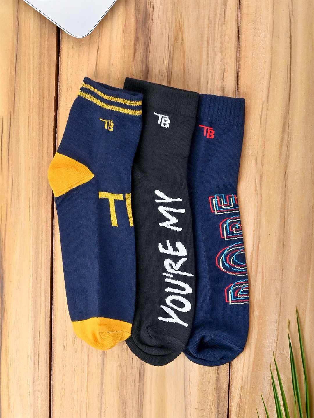 

Tistabene Unisex Pack Of 3 Patterned Ankle Length Socks, Blue