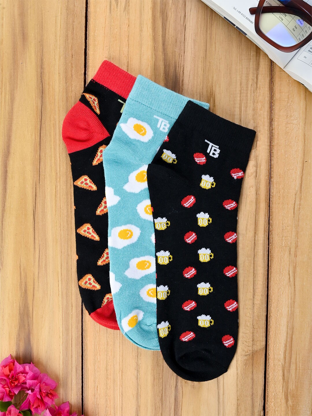 

Tistabene Unisex Pack Of 3 Patterned Ankle Length Socks, Black
