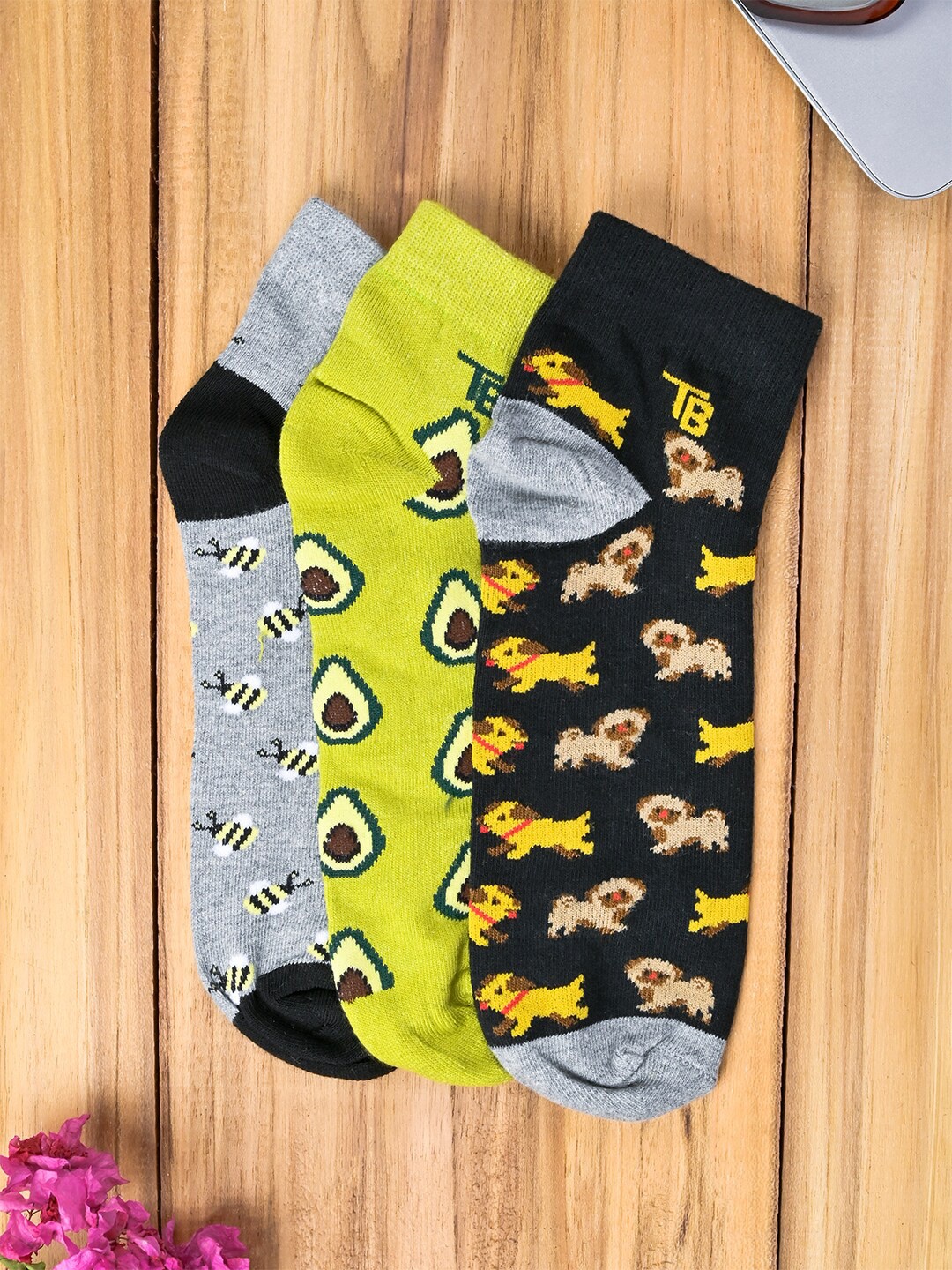 

Tistabene Unisex Pack Of 3 Patterned Ankle Length Socks, Green