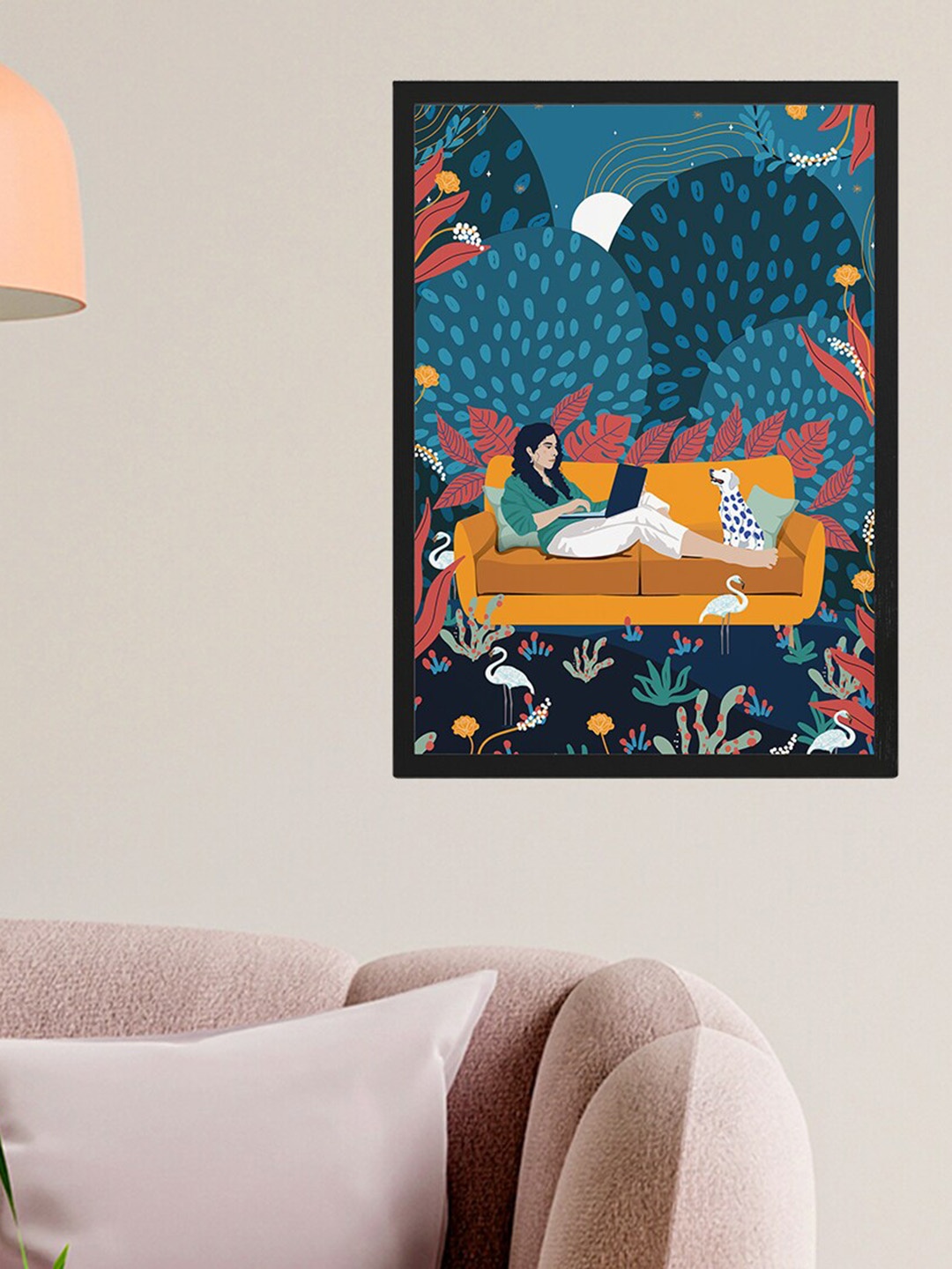 

Happening Hippo Blue & Black Printed Framed Wall Art