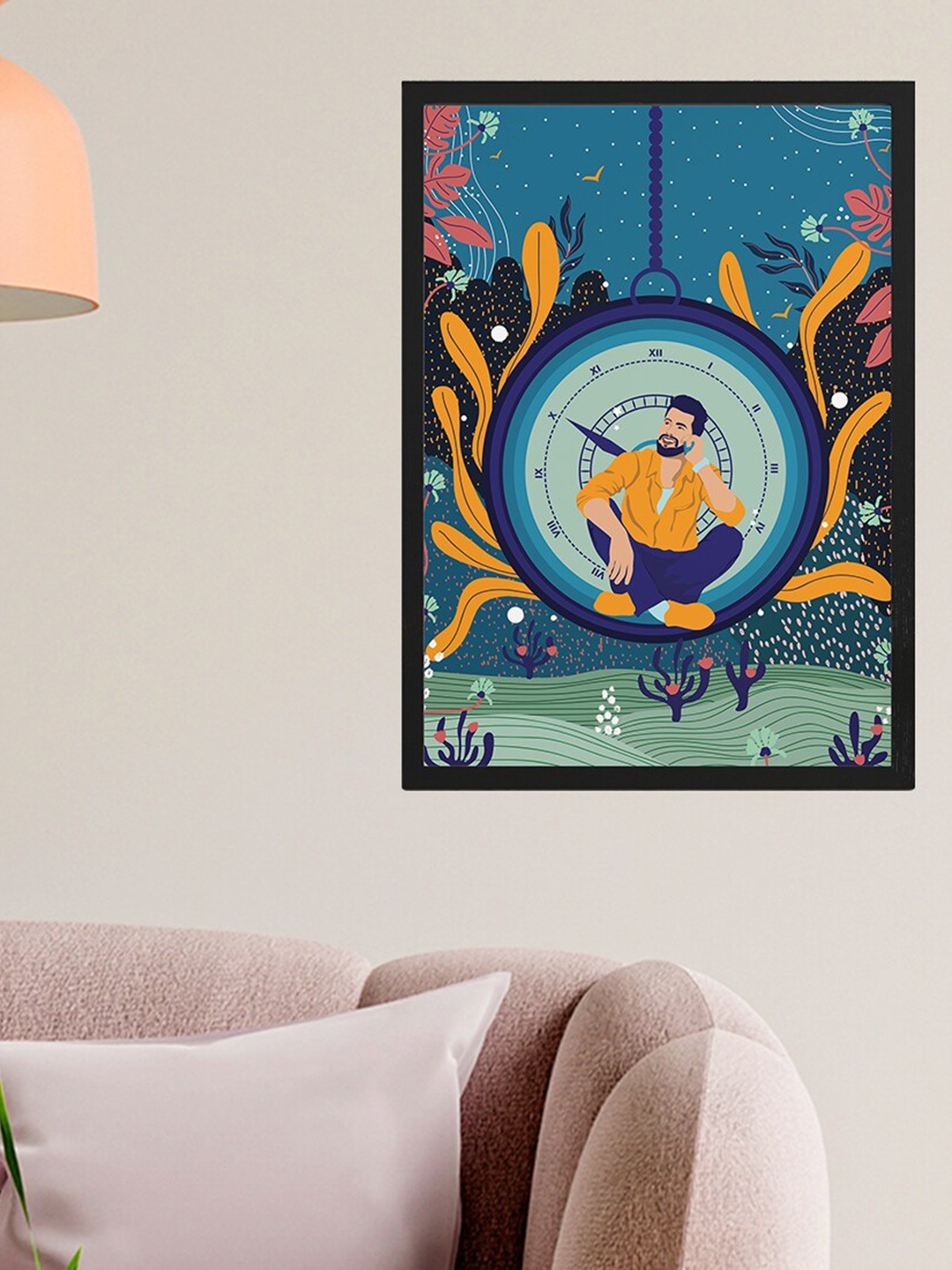 

Happening Hippo Blue & Black Printed Framed Wall Art