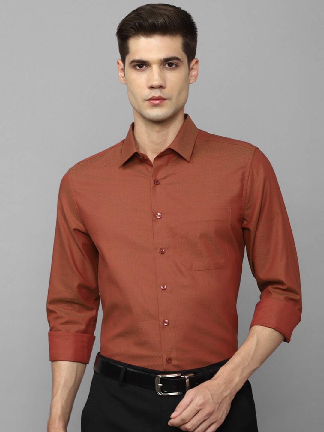 

Louis Philippe Long Sleeves Pure Cotton Formal Shirt, Brown