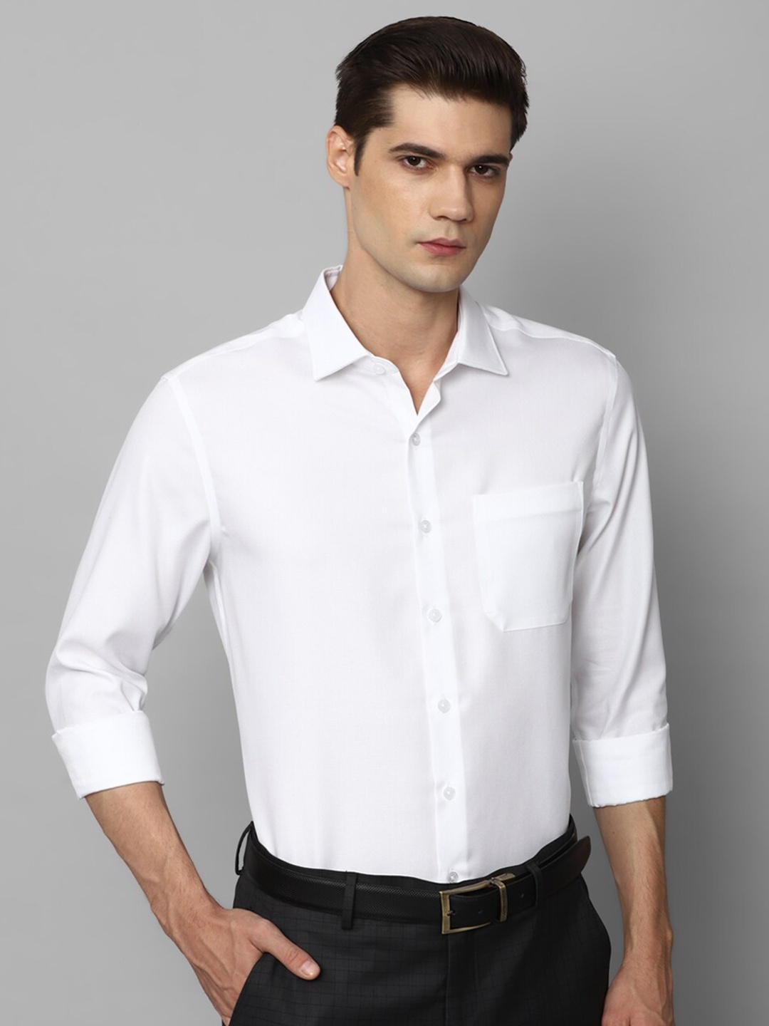 

Louis Philippe Permapress Long Sleeves Pure Cotton Wrinkle Free Formal Shirt, White