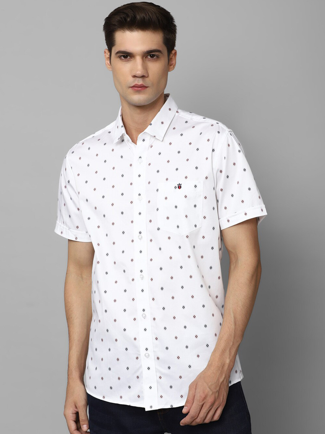 

Louis Philippe Jeans Micro Or Ditsy Printed Slim Fit Pure Cotton Casual Shirt, White