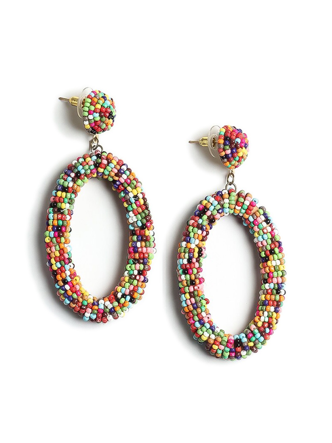 

STILSKII Oval Shaped Beaded Drop Earrings, Gold